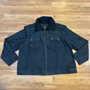 Talbots Blue Denim Jean Jacket Zip-Up Dark wash | Women Size 20W